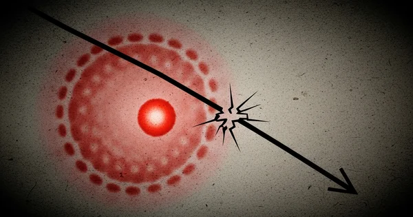 An arrow strikes a red target.